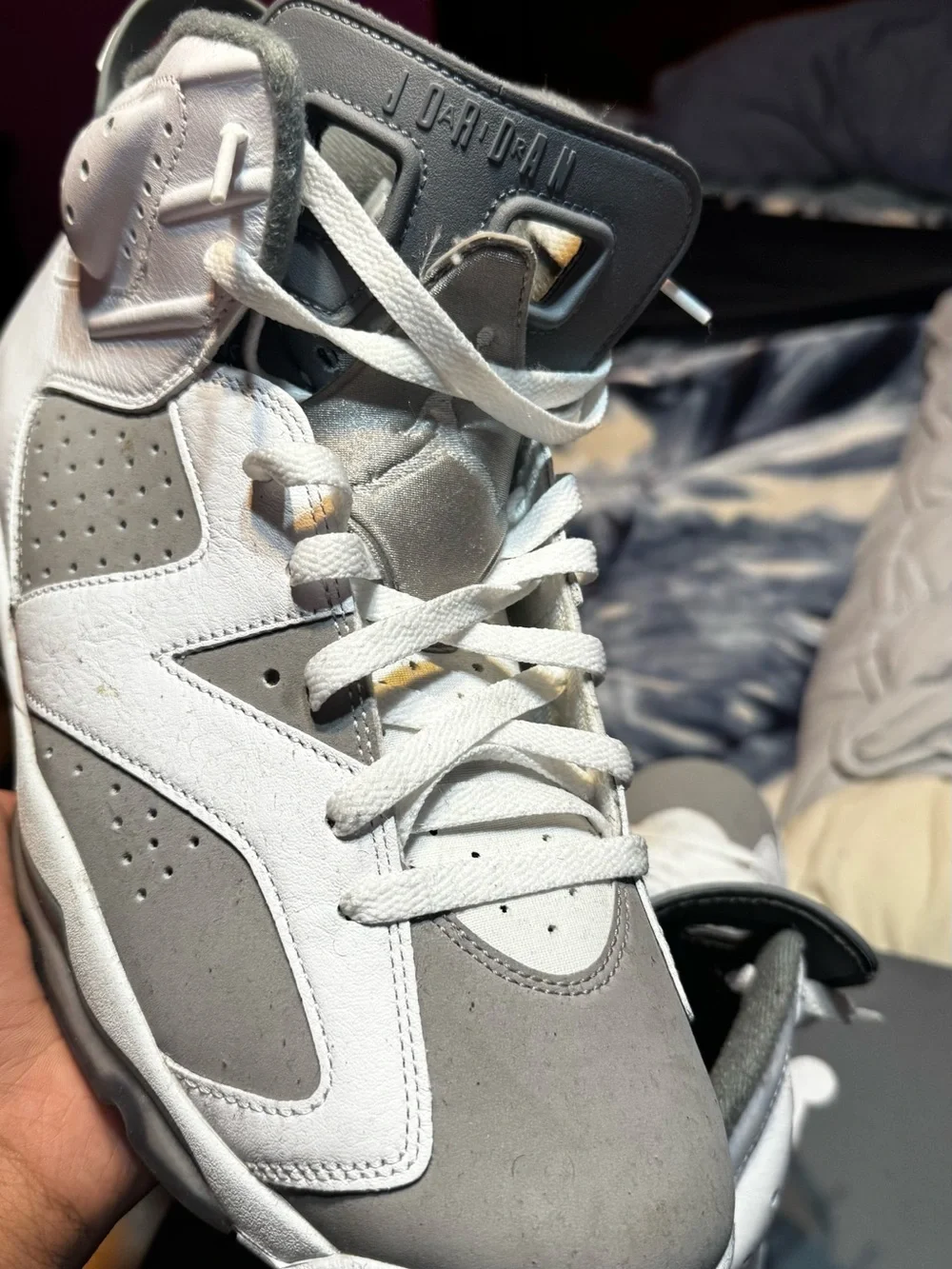 Jordan Grey and White Sneakers